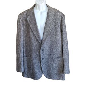Vintage Stafford Options 46L 100% Lambswool Sport Coat Blazer Tweed Gray